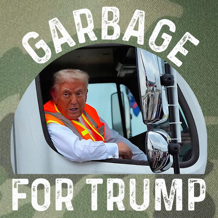 Trump Rides In Garbage Truck S Garbage For Trump Legacy Tie Dye Trucker Hat