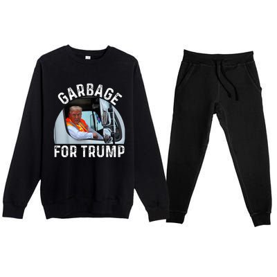 Trump Rides In Garbage Truck S Garbage For Trump Premium Crewneck Sweatsuit Set