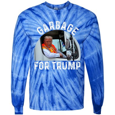 Trump Rides In Garbage Truck S Garbage For Trump Tie-Dye Long Sleeve Shirt