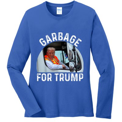 Trump Rides In Garbage Truck S Garbage For Trump Ladies Long Sleeve Shirt