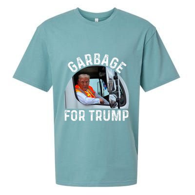 Trump Rides In Garbage Truck S Garbage For Trump Sueded Cloud Jersey T-Shirt