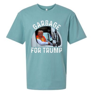 Trump Rides In Garbage Truck S Garbage For Trump Sueded Cloud Jersey T-Shirt