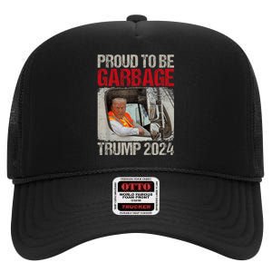 Trump Rides In Garbage Truck Tees Garbage For Trump High Crown Mesh Back Trucker Hat