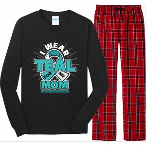 Teal Ribbon I Wear Teal For My Mom Cervical Cancer Awareness Funny Gift Long Sleeve Pajama Set