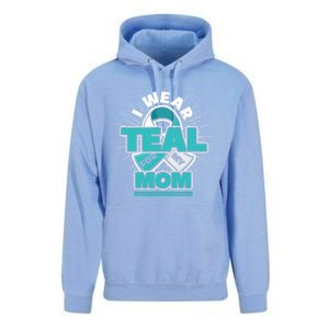 Teal Ribbon I Wear Teal For My Mom Cervical Cancer Awareness Funny Gift Unisex Surf Hoodie