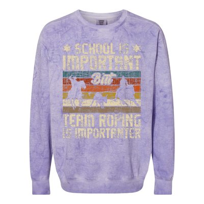 Team Roping Is Importanter Horse Ride Cowboy Header Heeler Colorblast Crewneck Sweatshirt