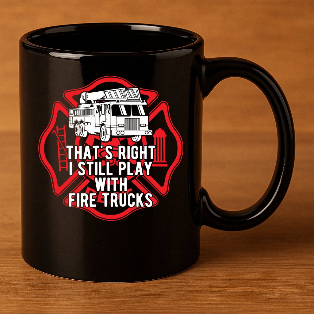 Thats Right I Still Play With Fire Trucks Firefighter Gifts 11oz C Handle Ceramic Mug