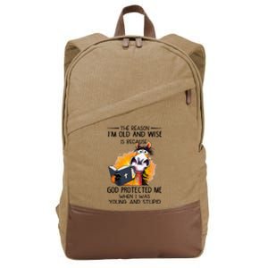 The reason I'm old and wise is because God protected me Cotton Canvas Backpack