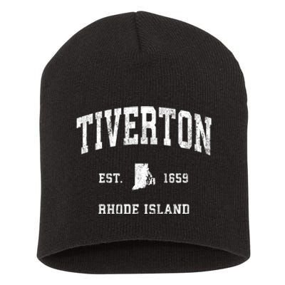 Tiverton Rhode Island Ri Vintage Established Athletic Sports Short Acrylic Beanie