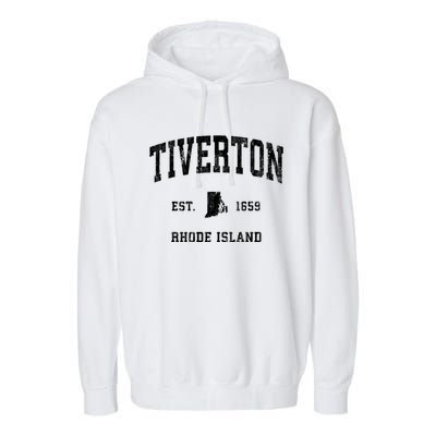 Tiverton Rhode Island Ri Vintage Established Athletic Sports Garment-Dyed Fleece Hoodie