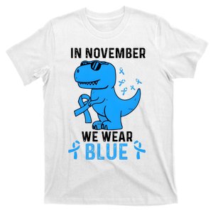 T Rex In November We Wear Blue Diabetes Support T-Shirt