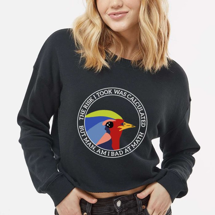 The Risk I Took Was Calculated But Man Am I Bad At Math Cropped Pullover Crew