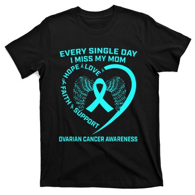 Teal Ribbon In Memory Of My Mom Ovarian Cancer Awareness T-Shirt