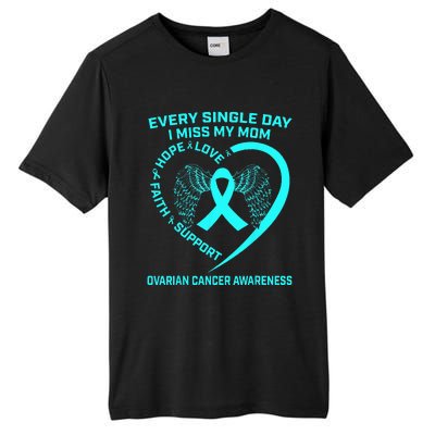 Teal Ribbon In Memory Of My Mom Ovarian Cancer Awareness Tall Fusion ChromaSoft Performance T-Shirt