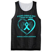 Teal Ribbon In Memory Of My Mom Ovarian Cancer Awareness Mesh Reversible Basketball Jersey Tank