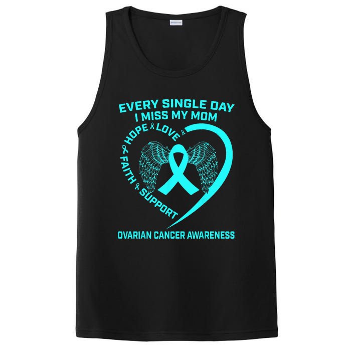 Teal Ribbon In Memory Of My Mom Ovarian Cancer Awareness PosiCharge Competitor Tank