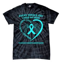 Teal Ribbon In Memory Of My Mom Ovarian Cancer Awareness Tie-Dye T-Shirt