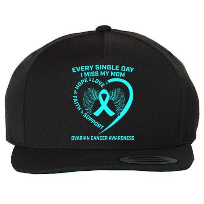 Teal Ribbon In Memory Of My Mom Ovarian Cancer Awareness Wool Snapback Cap