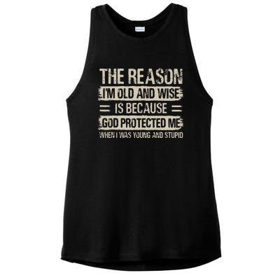 The Reason IM Old And Wise Inspirational Christian Faith Ladies PosiCharge Tri-Blend Wicking Tank