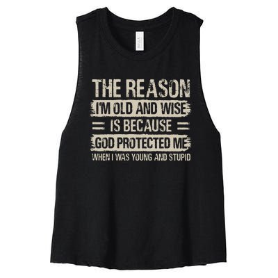 The Reason IM Old And Wise Inspirational Christian Faith Women's Racerback Cropped Tank