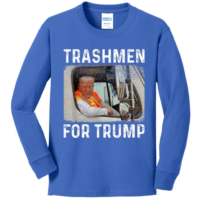 Trump Rides In Garbage Truck Kids Long Sleeve Shirt