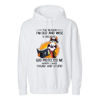 The Reason IM Old And Wise Is Because God Protected Me Garment-Dyed Fleece Hoodie