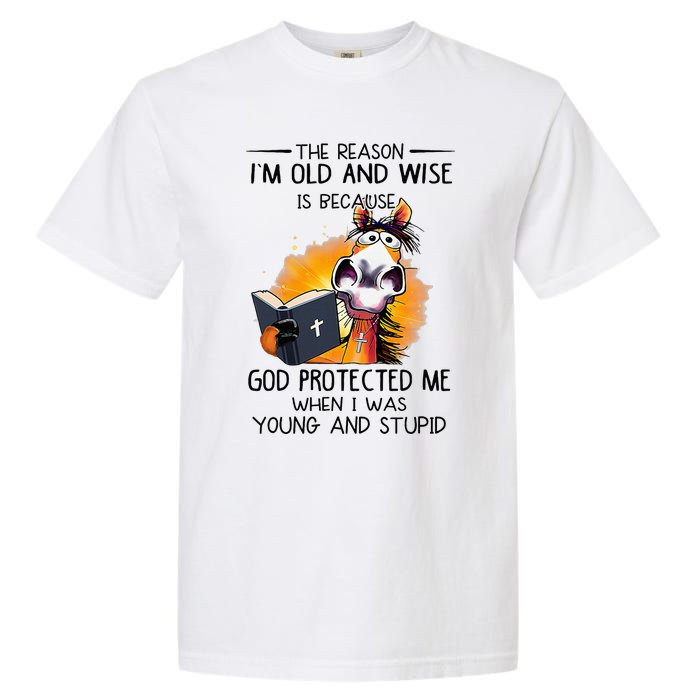 The Reason IM Old And Wise Is Because God Protected Me Garment-Dyed Heavyweight T-Shirt