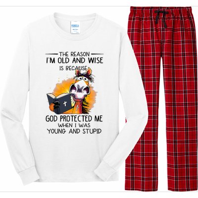 The Reason IM Old And Wise Is Because God Protected Me Long Sleeve Pajama Set