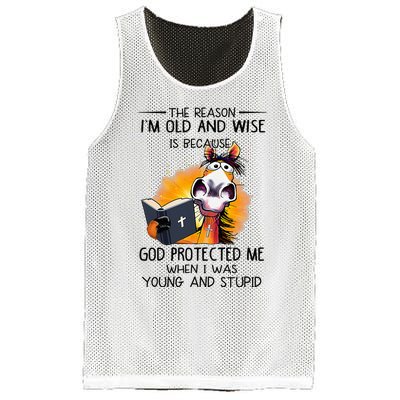 The Reason IM Old And Wise Is Because God Protected Me Mesh Reversible Basketball Jersey Tank