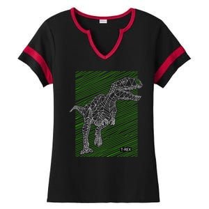 T Rex Illustration Ladies Halftime Notch Neck Tee