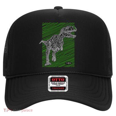 T Rex Illustration High Crown Mesh Back Trucker Hat