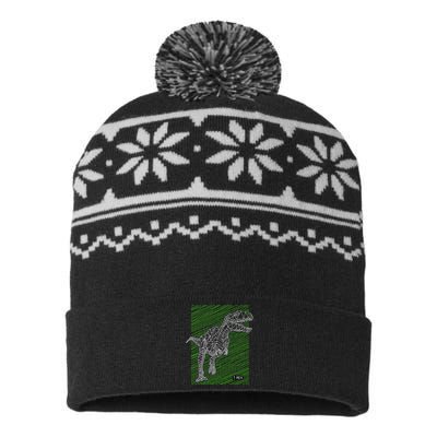 T Rex Illustration USA-Made Snowflake Beanie