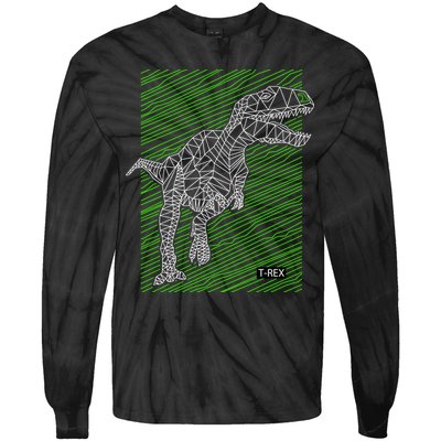 T Rex Illustration Tie-Dye Long Sleeve Shirt