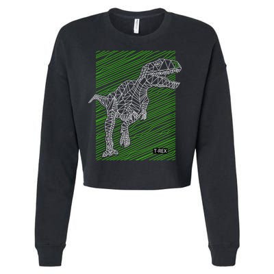 T Rex Illustration Cropped Pullover Crew