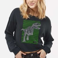 T Rex Illustration Cropped Pullover Crew