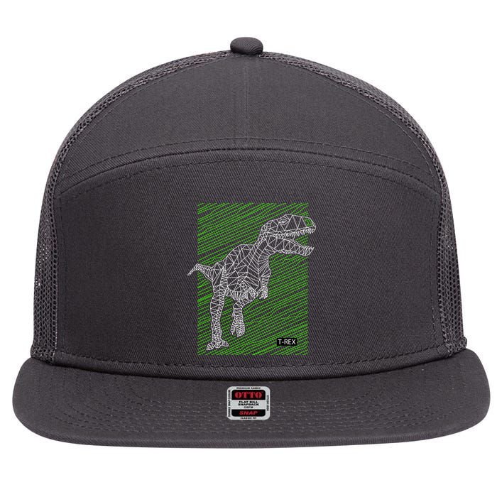 T Rex Illustration 7 Panel Mesh Trucker Snapback Hat