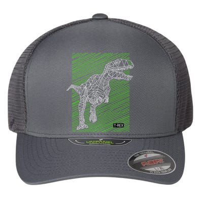 T Rex Illustration Flexfit Unipanel Trucker Cap