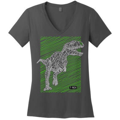 T Rex Illustration Women's V-Neck T-Shirt