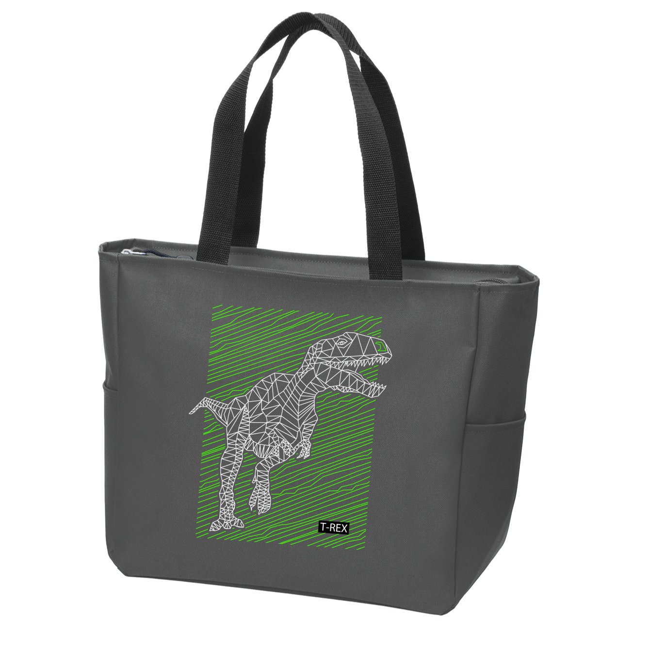T Rex Illustration Zip Tote Bag