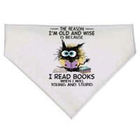 The Reason Im Old And Wise Is Because I Read Books Cat USA-Made Doggie Bandana