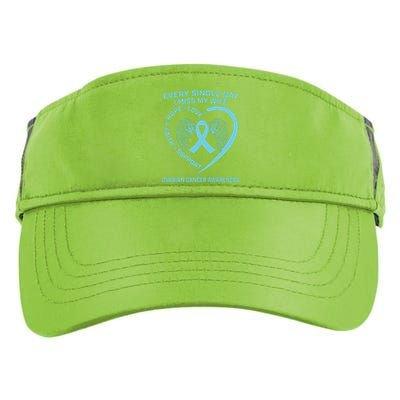 Teal Ribbon In Memory Of My Wife Ovarian Cancer Awareness Adult Drive Performance Visor