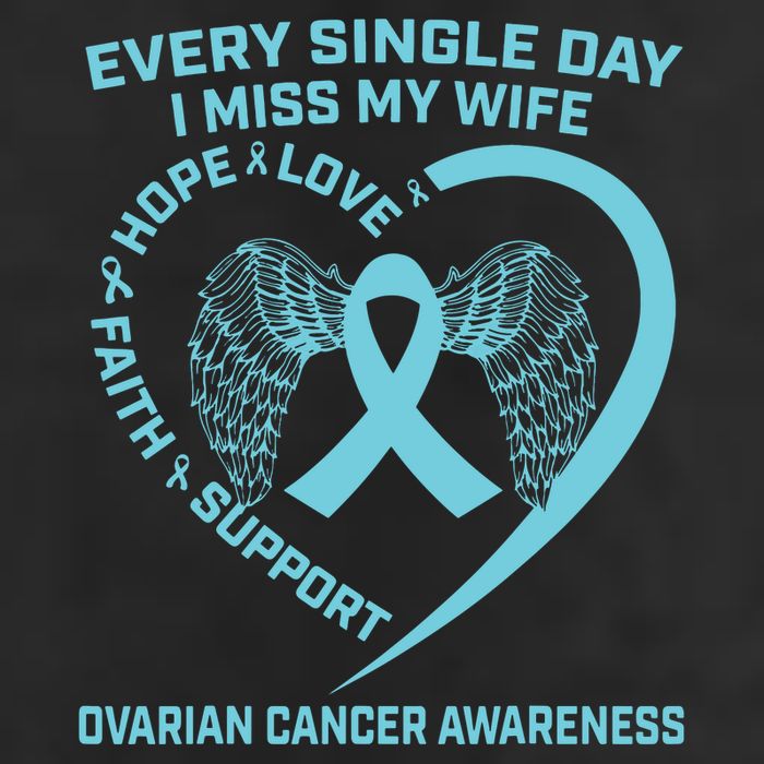 Teal Ribbon In Memory Of My Wife Ovarian Cancer Awareness Cool Comfort Performance Bucket Hat