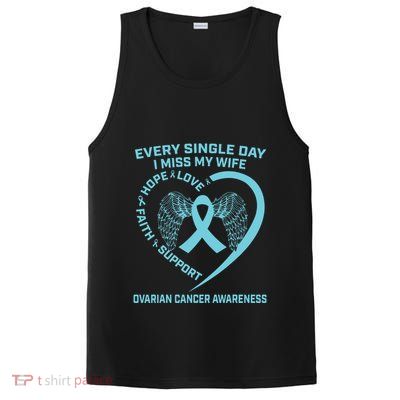 Teal Ribbon In Memory Of My Wife Ovarian Cancer Awareness PosiCharge Competitor Tank