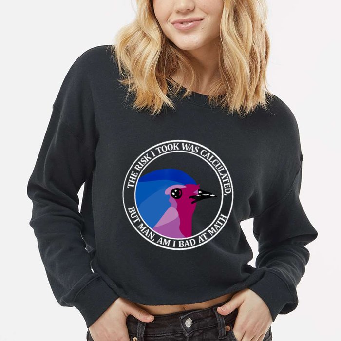 The Risk I Took Was Calculated But Man Am I Bad At Math Cropped Pullover Crew