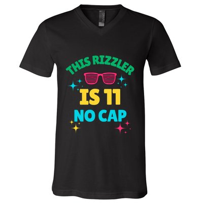 This Rizzler Is 11 Birthday Eleven 11 Birthday V-Neck T-Shirt