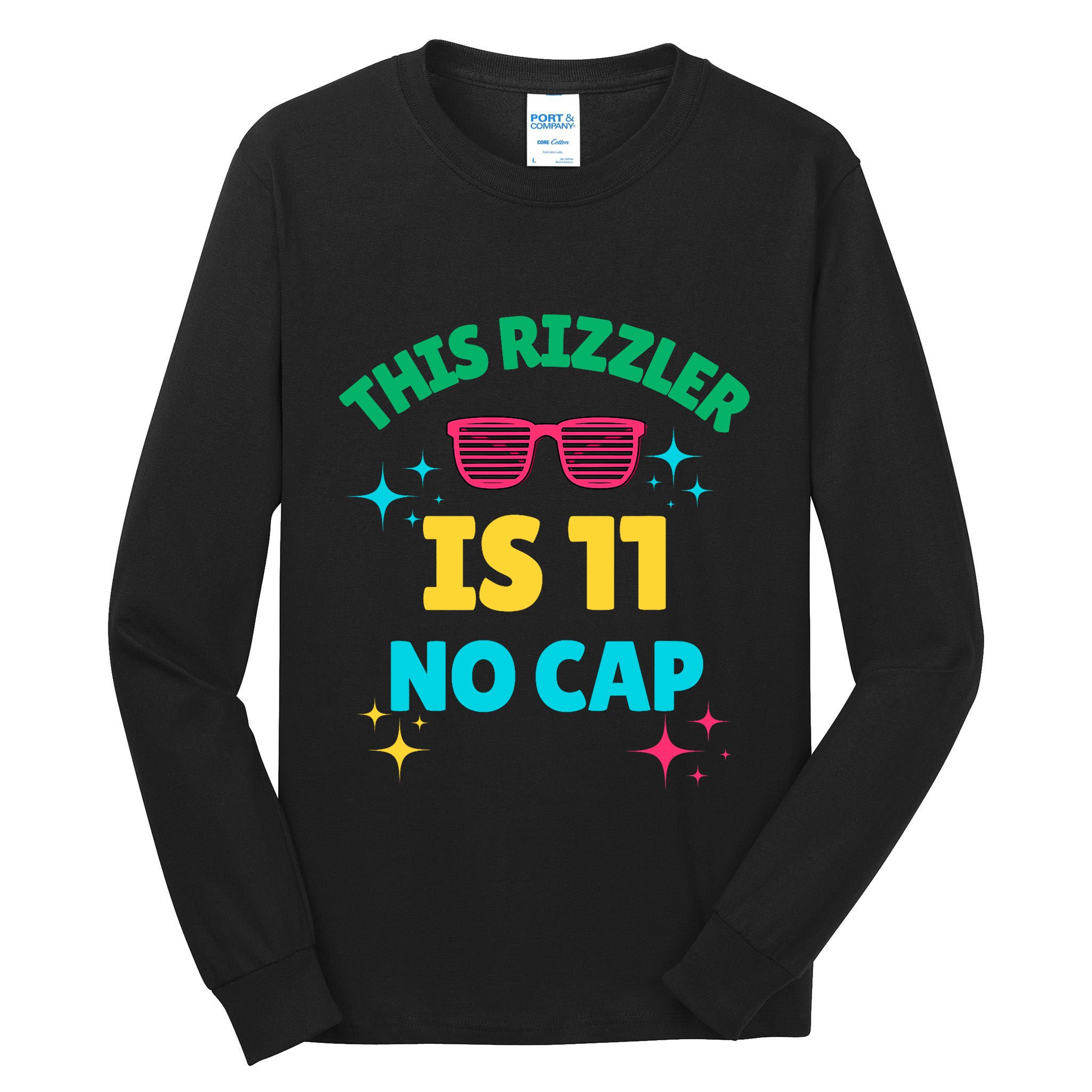 This Rizzler Is 11 Birthday Eleven 11 Birthday Tall Long Sleeve T-Shirt