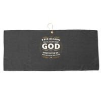 The Reason Im Old and Wise Is Because God Protected Me Large Microfiber Waffle Golf Towel