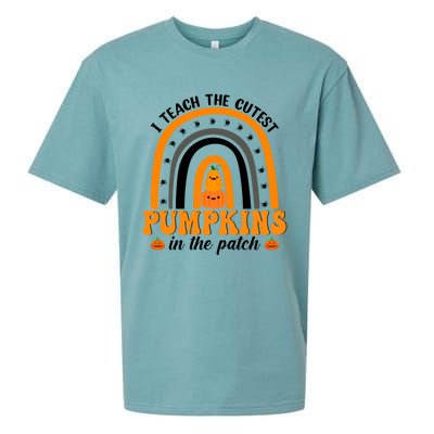 Teacher Rainbow I Teach The Cutest Pumpkins In The Patch Gift Sueded Cloud Jersey T-Shirt