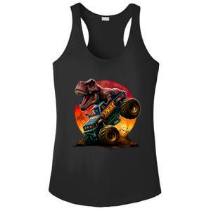 T Rex In Monster Truck With Sunset Ladies PosiCharge Competitor Racerback Tank