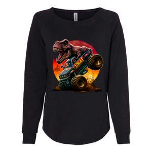 T Rex In Monster Truck With Sunset Womens California Wash Sweatshirt